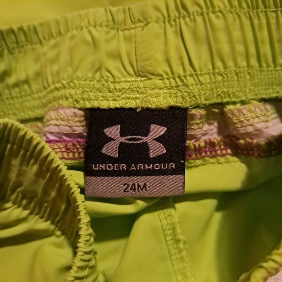 Under Armour girls size 24 months lime with purple accent shorts - Picture 2 of 4